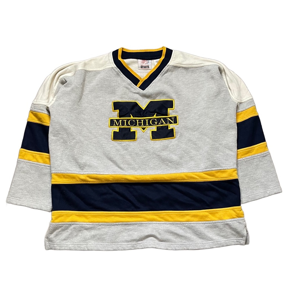 Vintage Michigan Hockey Style Sweatshirt Gray